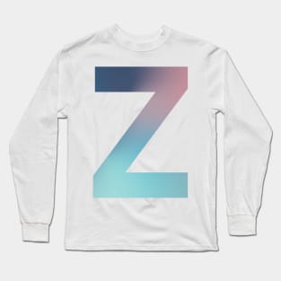 Gradient Letter Z Initial Alphabet Long Sleeve T-Shirt